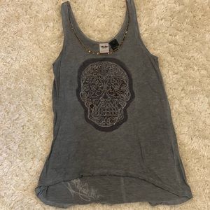 Women’s Harley Davidson beaded sugar skull tank top gray size Large